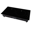 KFFKFF Induction Cooker, Dual Burners, 12'' Electric Stove, Integrated Magnetic Cooking Surface 1800W, 9 Stage Heat Adjustable Burner, LED Touch Interface with Child Safety & Excessive Heat Safeguard