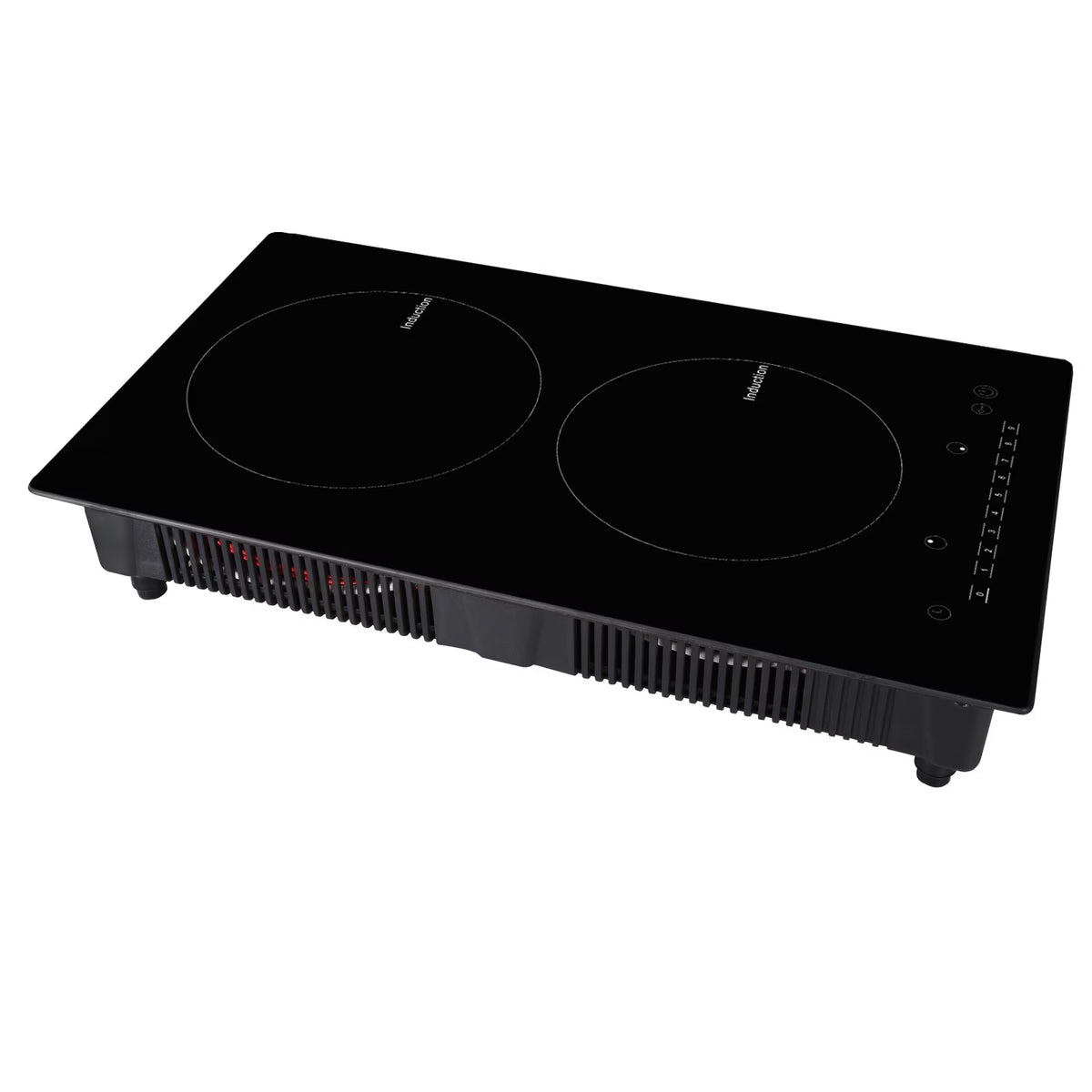 KFFKFF Induction Cooker, Dual Burners, 12'' Electric Stove, Integrated Magnetic Cooking Surface 1800W, 9 Stage Heat Adjustable Burner, LED Touch Interface with Child Safety & Excessive Heat Safeguard