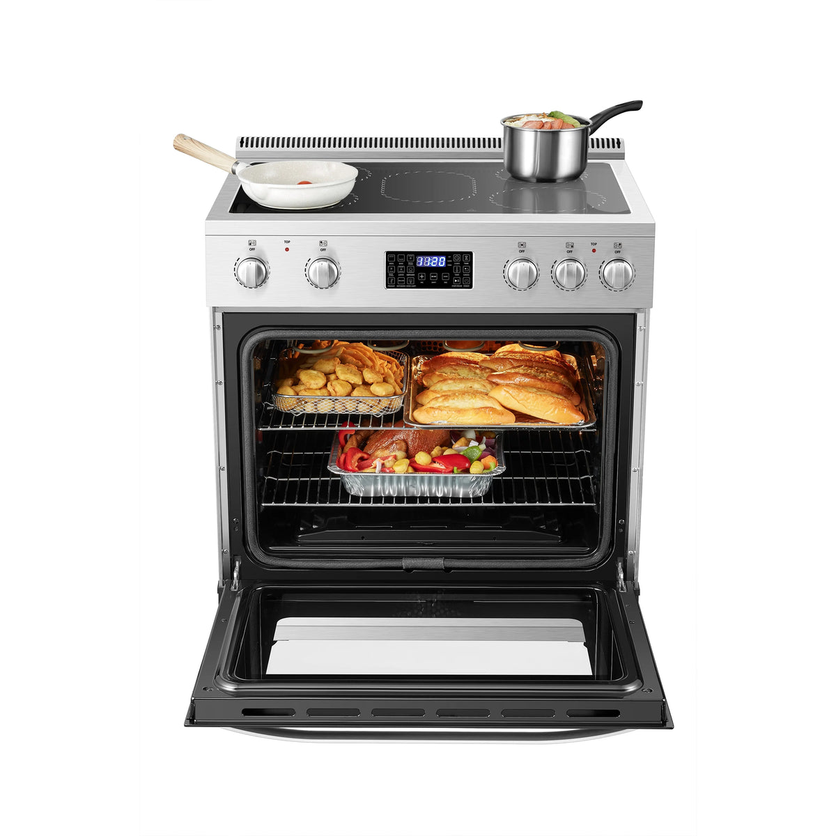 Lanbo 30 inch 5.9 CU.ft. Freestanding Electric Convection Range with Air Fry and Rotisserie, Electric cord or plug is not included