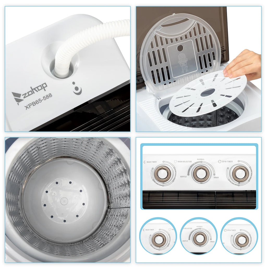 UbesGoo Compact Twin Tub Portable Mini Washing Machine 20lbs Total Washing Machine W/Drain Pump