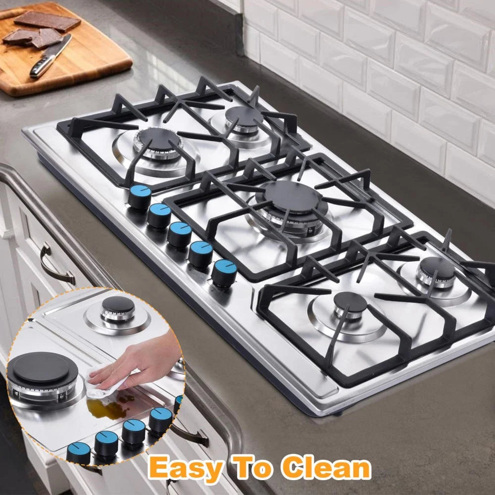 Tohu Stainless Steel Stove 3.3kW 5-Burner Closed Chassis Propane Cooktop for Outdoor/Indoor Cooking