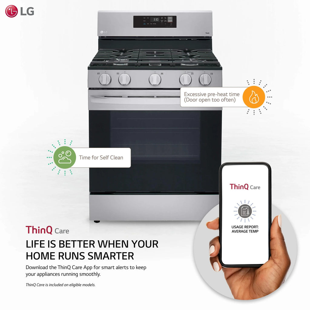 LG LRGL5821S 5.8 Cu.Ft. Freestanding Gas Range with EasyClean and WideView Window - Stainless Steel