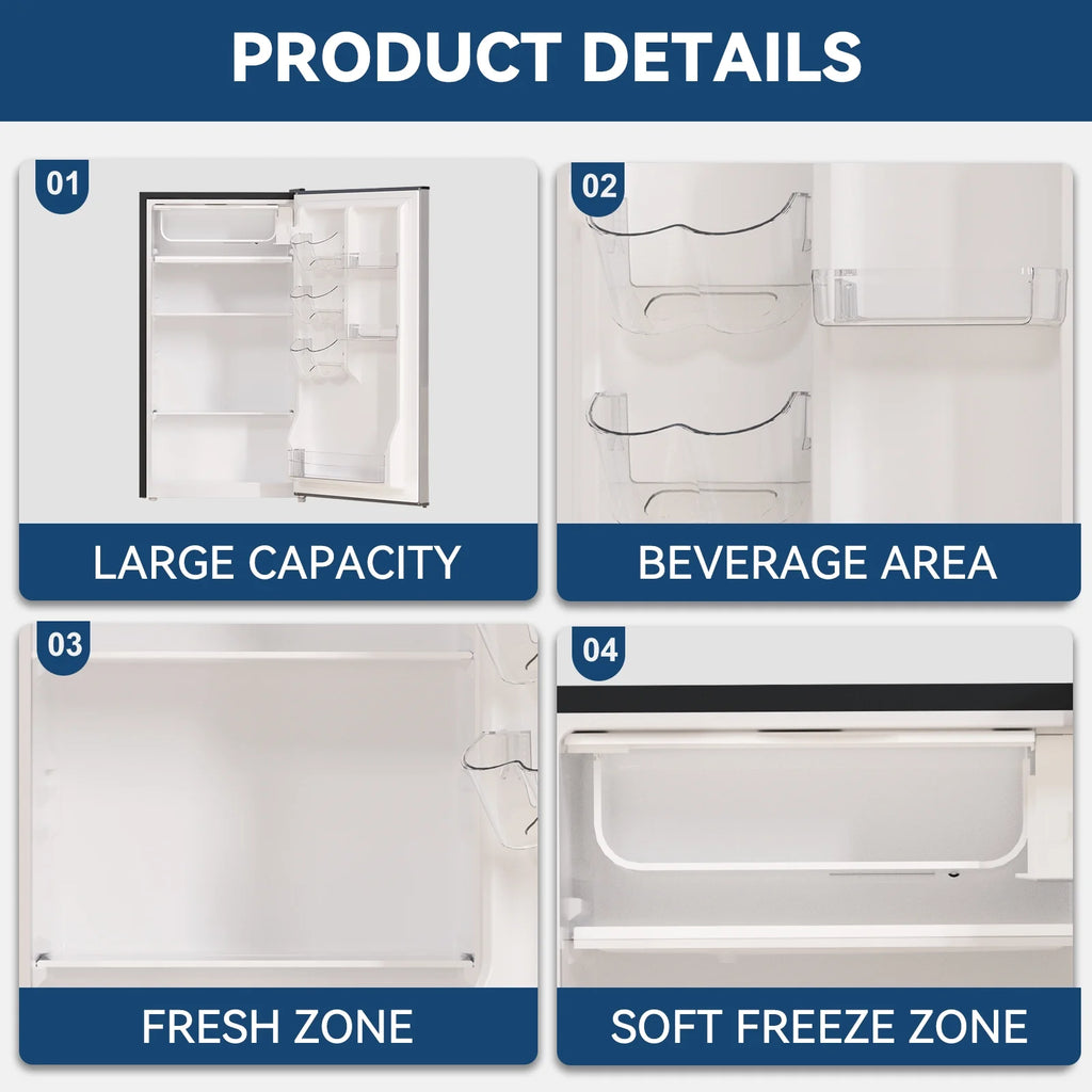 3.1 Cubic Feet Freestanding Mini Fridge Compact refrigerator grey