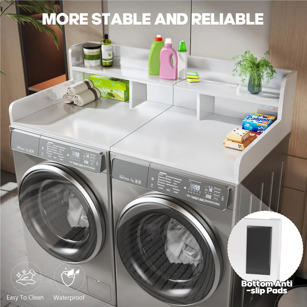 Washer Dryer Countertop with Non-slip Pads,Depth Double Layer Organizer for Washer and Dryer Laundry Hamper Counter Storage,Gray�� Matte