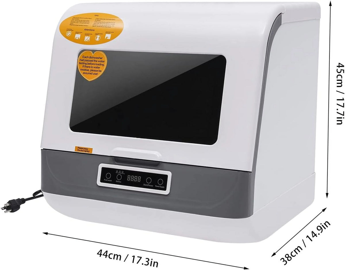 Countertop Dishwasher, Portable Dishwasher With Water Tank, 3 Washing Programs, 360-Degree Water Spraying, 75��C Hot Air Drying Technology, 110v, 1200w (Black+Brown)