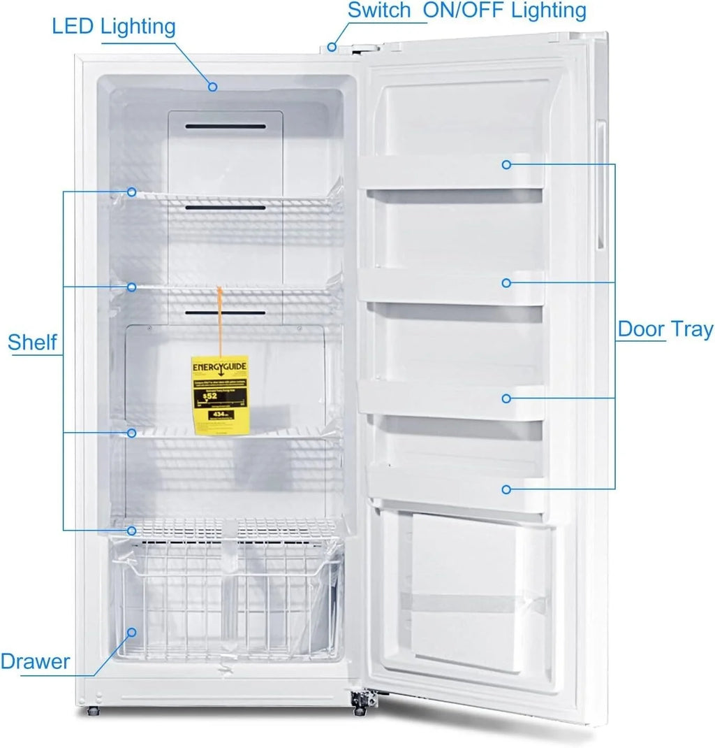 Smad Upright Freezer, Standup 21 Cu ft  Frost Free with Drawers Stainless Steel Standing Convertible Refrigerator for Garage Kitchen Use