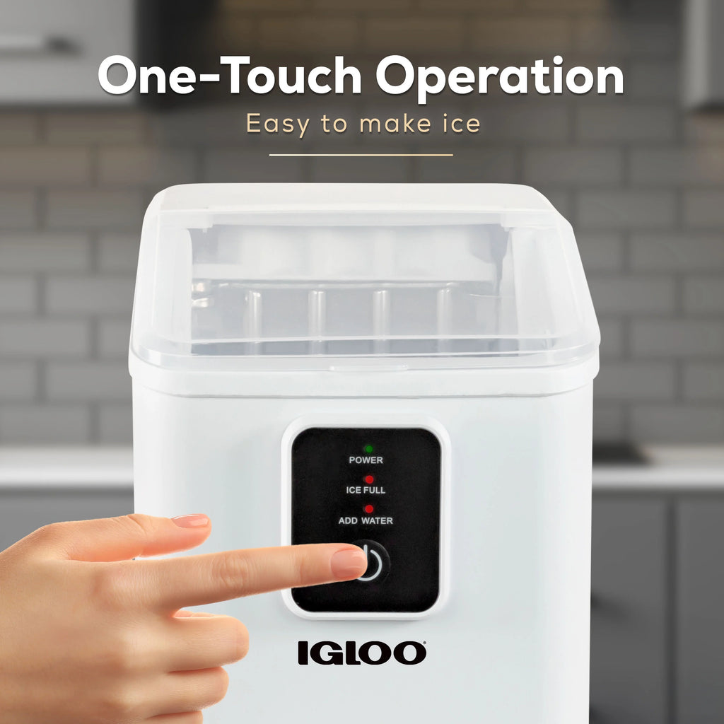 Igloo Self-Cleaning Countertop Ice Maker - Compact and Portable - Creates 26 lbs. Per Day, 8 Pieces Ready Every 7-8 Minutes - Includes Ice Scoop and Basket - Aqua