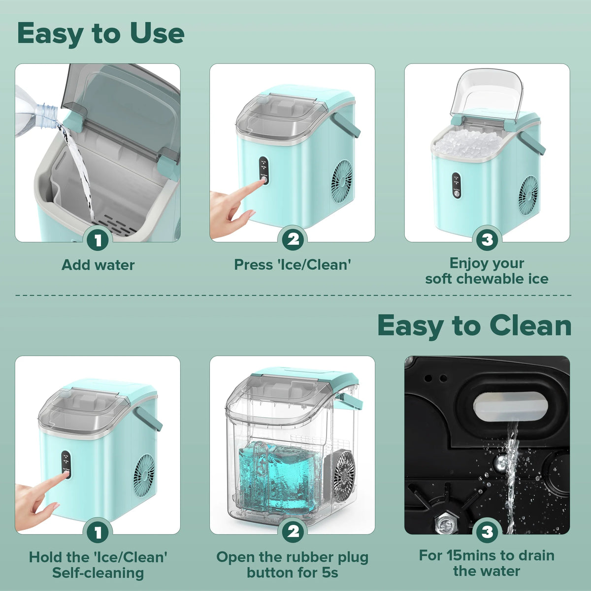 KISSAIR Nugget Ice Maker Countertop with Soft Chewable Pellet Ice, Portable Ice Machine with Handle, 35lbs/24H, Grey