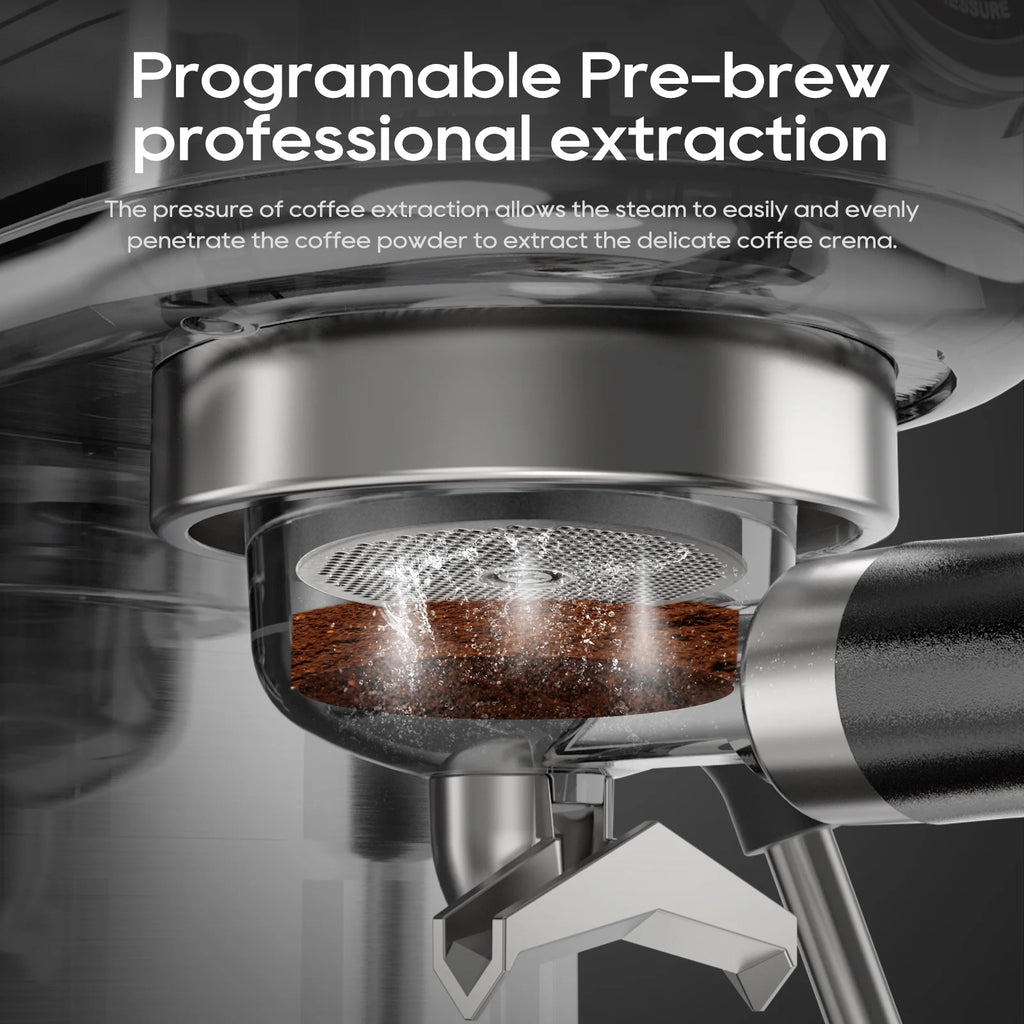 HiBREW 20 Bar Semi Automatic Espresso Machine for Home, Stainless Steel Coffee Maker with Steam Wand H10B
