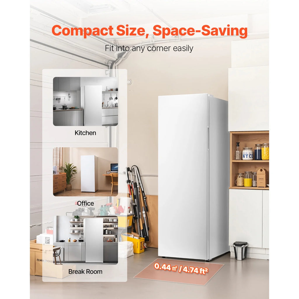 KFFKFF Convertible Upright Freezer/Refrigerator, 11 Cu.Ft Frost-Free Unit with Temperature Control, Reversible Door, Adjustable Shelves, and LED Lighting for Home, Office, or Garage