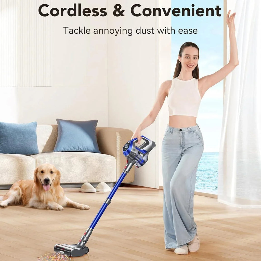 Cordless Stick Vacuum Cleaner, 18Kpa Powerful Suction, Smart LED Display, for Pet Hair, Hard Floors & Low-Pile Carpets