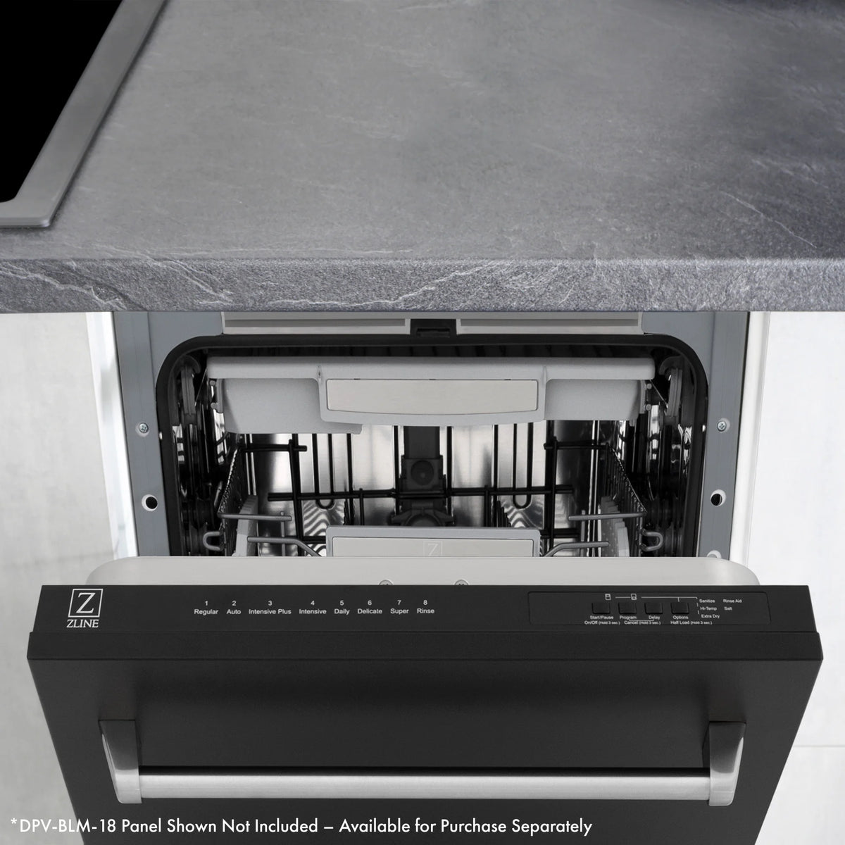 Zline Dwvz-18-G 18" Wide 10 Place Setting Built-In Panel Ready Top Control Dishwasher -