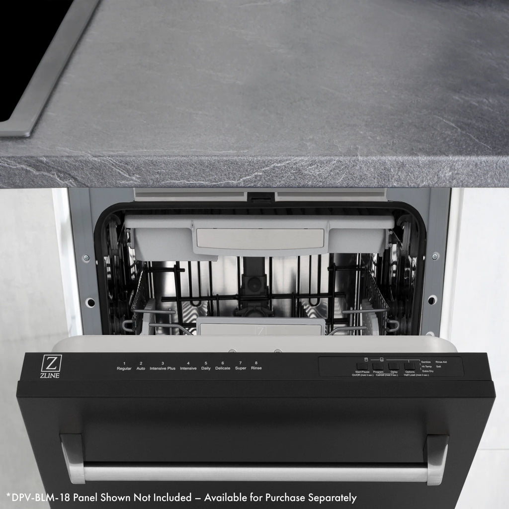 Zline Dwvz-18-Cb 18" Wide 10 Place Setting Built-In Panel Ready Top Control Dishwasher -