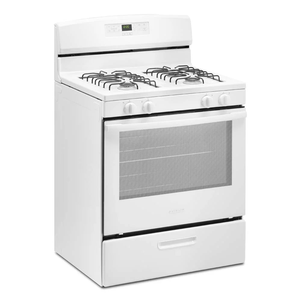 Brand New Amana® AGR6303MMW Gas Range with Bake Assist Temps, Dimensions 46" H x 30" W x 28" D, Weight 136lbs