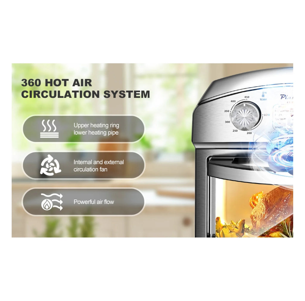 12.5 Quart 7-in-1 Convection Toaster Oven, 1500W, Stainless Steel, with 5 Pre-Set Menus �C Roast, Bake, Grill, Broil, Toast, Dehydrate & Defrost, Silver