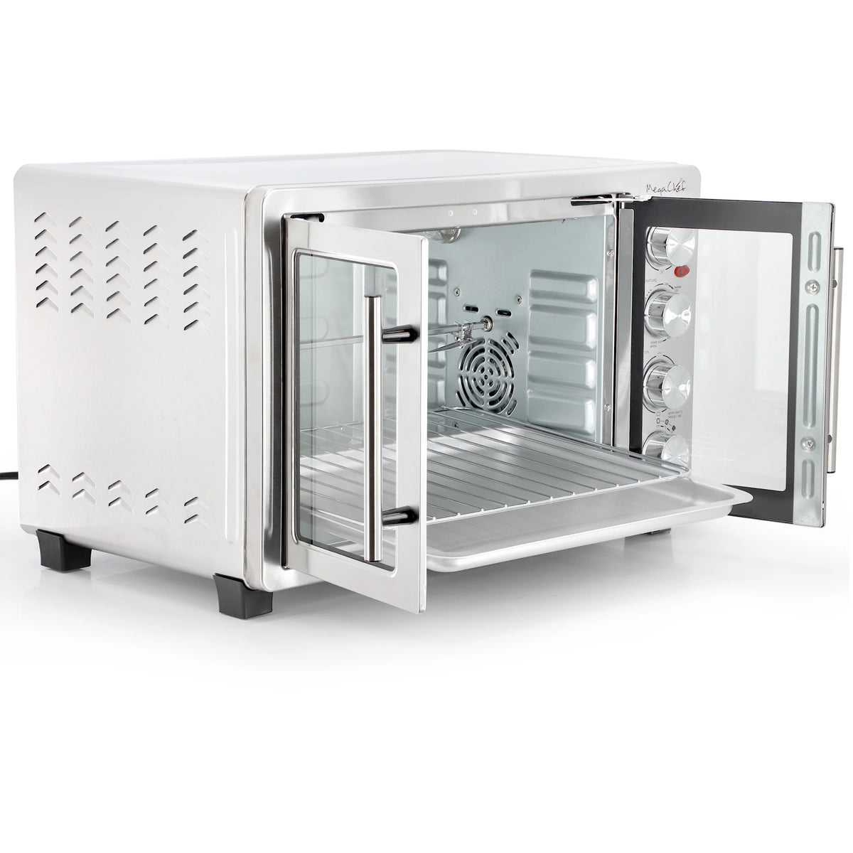 MegaChef 45 Quart Electric French Door Rotisserie Convection Counter Top Oven