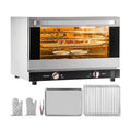 Choco Moon ETL 1600W Compact Convection Oven 47L/43Qt Countertop Half-Size 4-Tier Toaster Glass Door Electric Baking Trays Racks Gloves Inc 120V Commercial Use