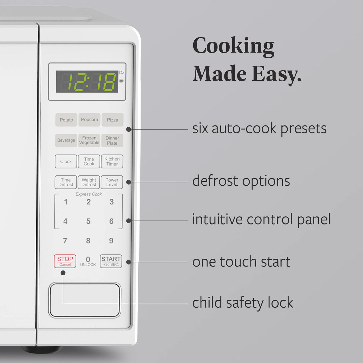 Farberware FMGZ09BKA 0.9 Cu. Ft. Microwave Oven, 900W, Digital Control, LED Display, 6 Cooking Presets, Black