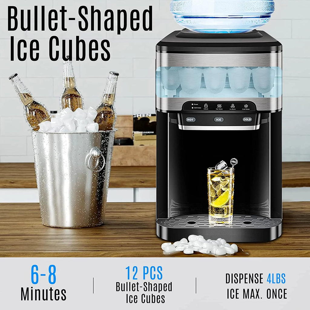 NUNET 3 in 1 Portable Ice Maker + Water Cooler Dispenser 5 Gallon with Child Safety Lock