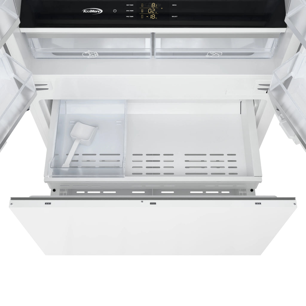 36 In. Panel Ready French Door Refrigerator With Ice maker, water dispenser, Frost Free . 19.6 total cubic feet