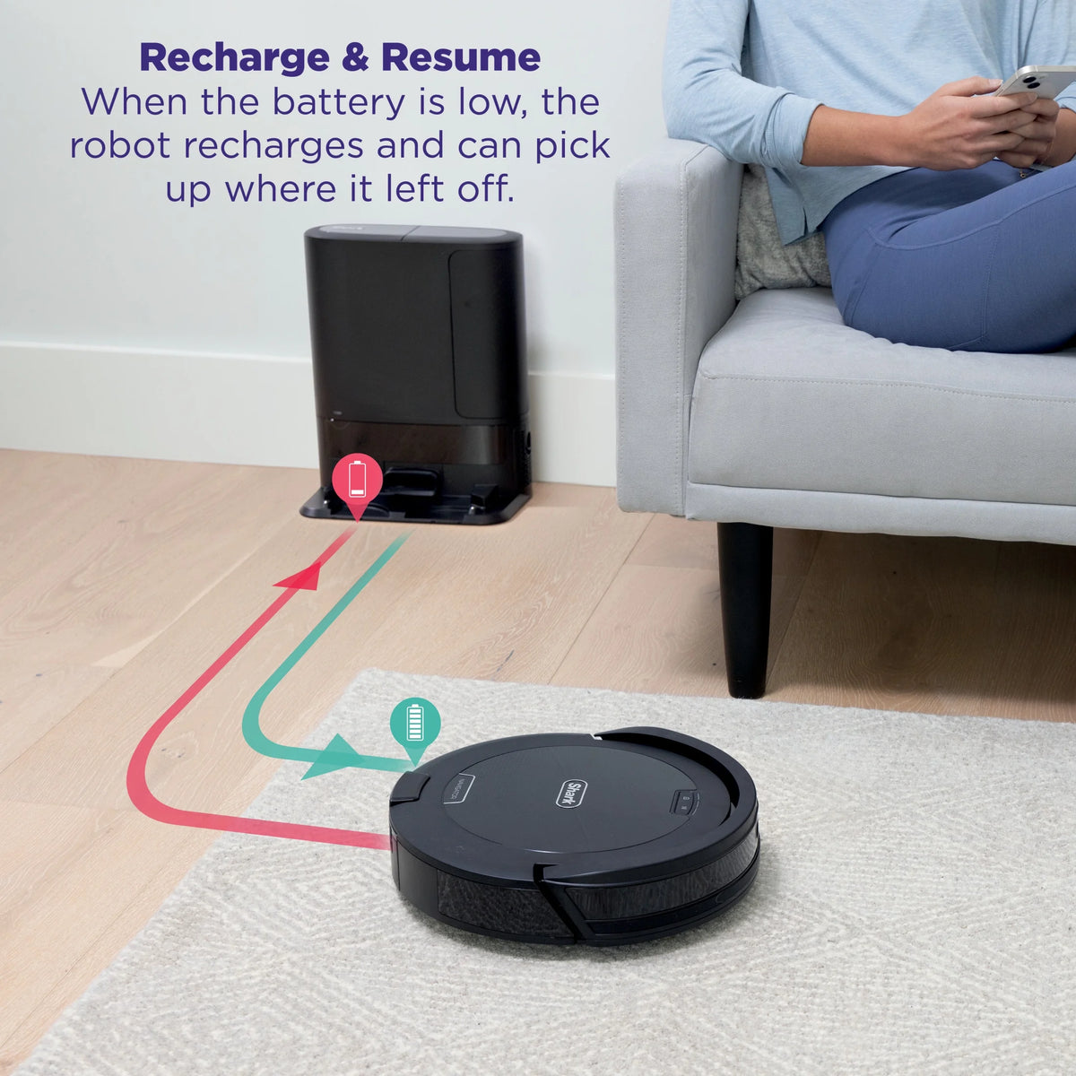 Shark Navigator Robot Vacuum and Self-Empty Base with Bagless, 45-Day Capacity Self-Empty Base and SmartPath Navigation, Black, RV2100AE
