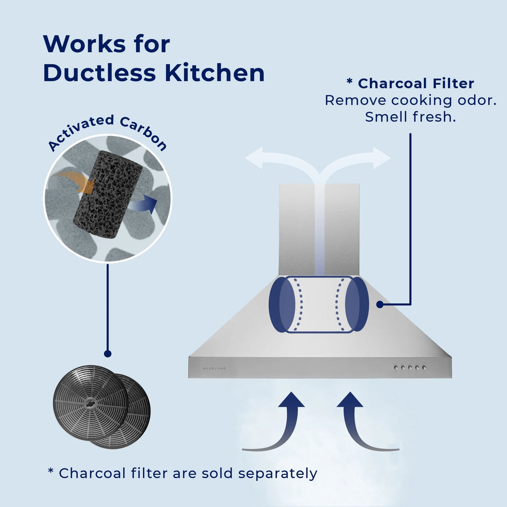 Hauslane Chef Series Base Model WM-530 30" Convertible Wall Mount Chimney Range Hood 120V in Matte White