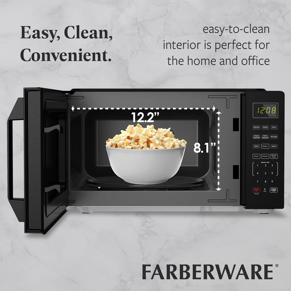 Farberware 1.1 Cu. Ft. 1000-Watt Compact Microwave Oven, Black
