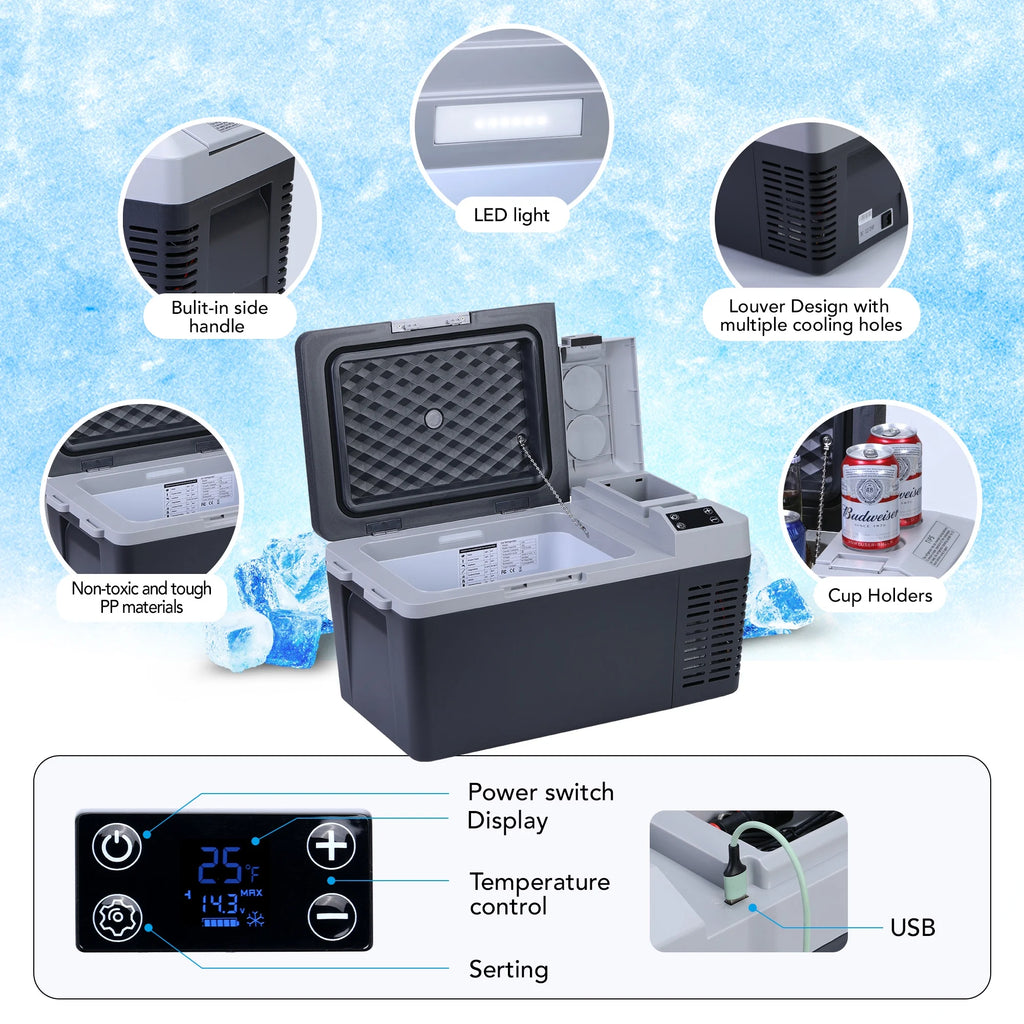 M optimized 12V Refrigerator 21 Quart Portable Refrigerator -7.6a?? to 50a??, 20L RV Freezer, Car Fridge with 12/24V DC and 110-240V AC, Portable Freezer Car Cooler for Camping Travel Outdoor & Home