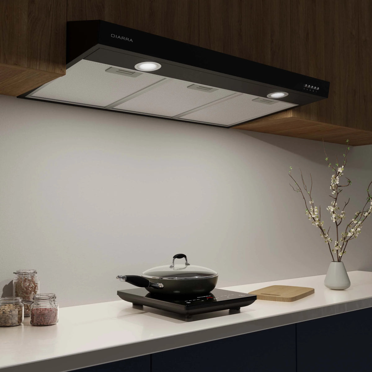 CIARRA Range Hood 30 inch Under Cabinet Ductless Ducted Convertible Slim Stove Vent Hood CAS90575