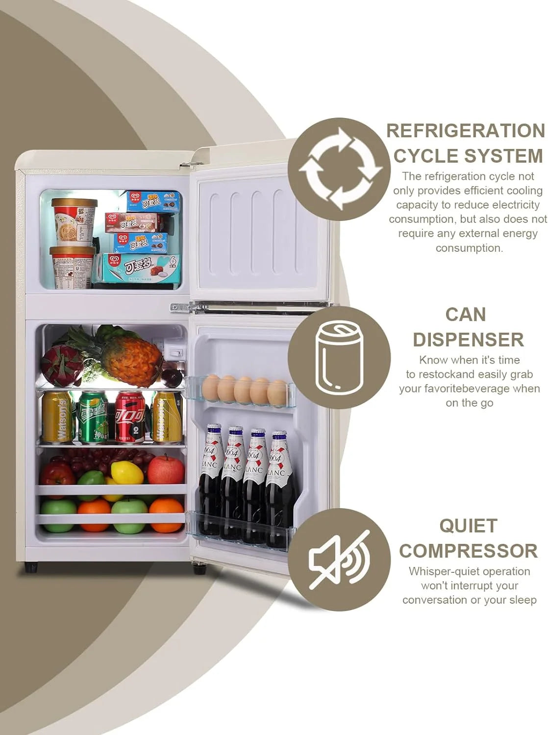 GGTB 3.0 Cu.ft Two Door Small Refrigerator with Freezer, Compact Retro Mini Refrigerator for Dorm, Office, Bar, RV, Bedroom, Red