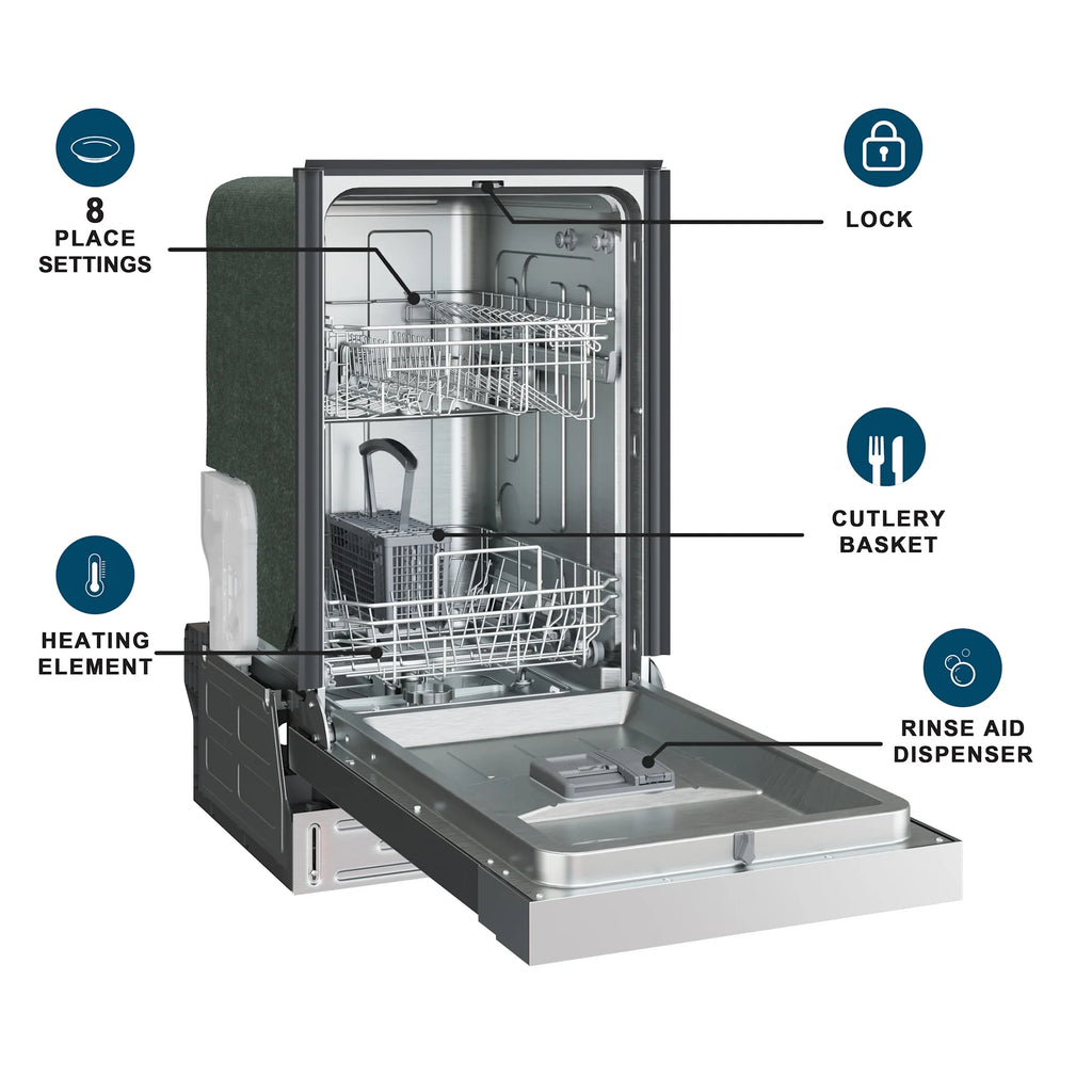 Edgestar Bidw1802 18" Wide 8 Place Setting Energy Star Certified Built-In Front Control