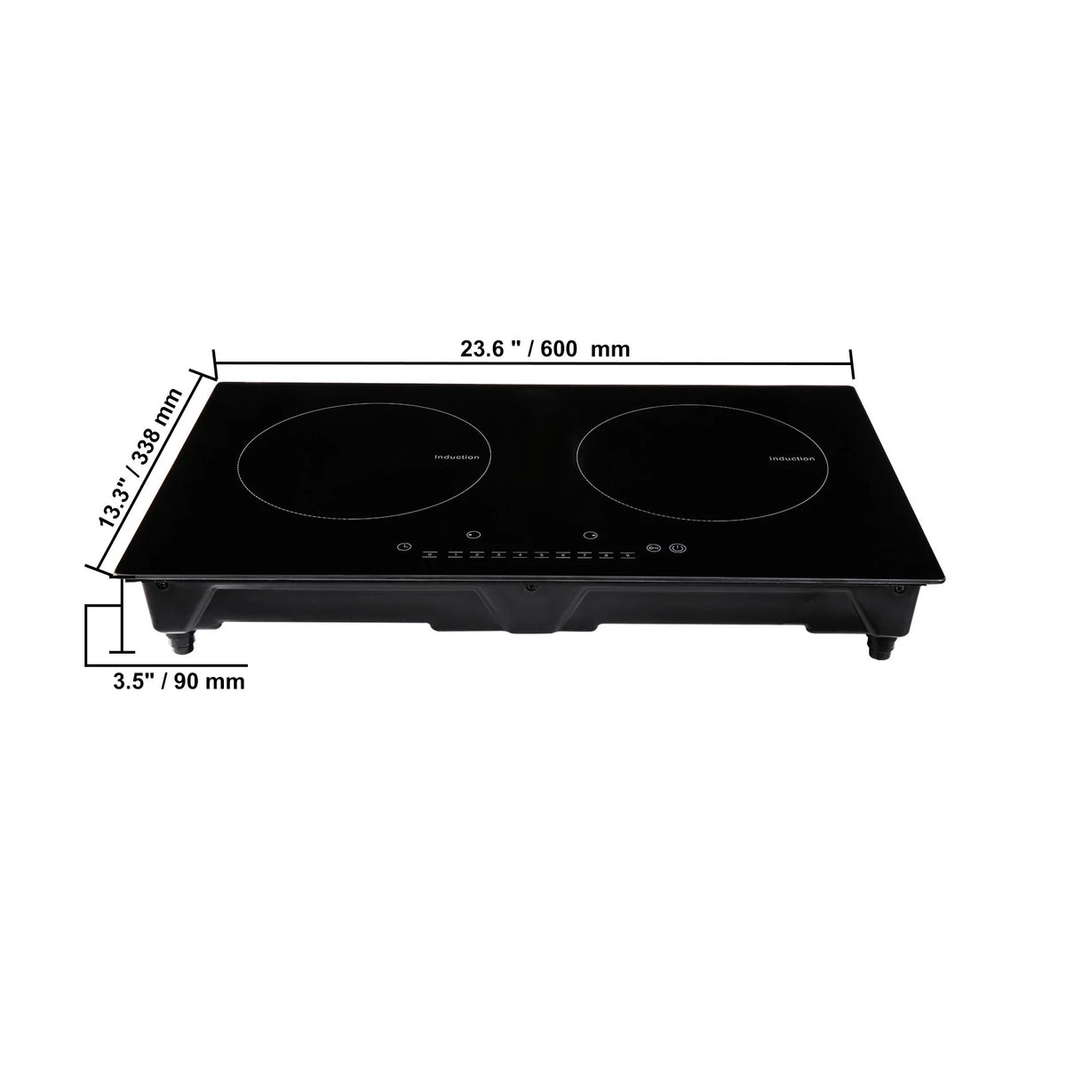 KFFKFF 2 Burners Ceramic Glass Stove Top Touch Control 24 inch Electric Cooktop