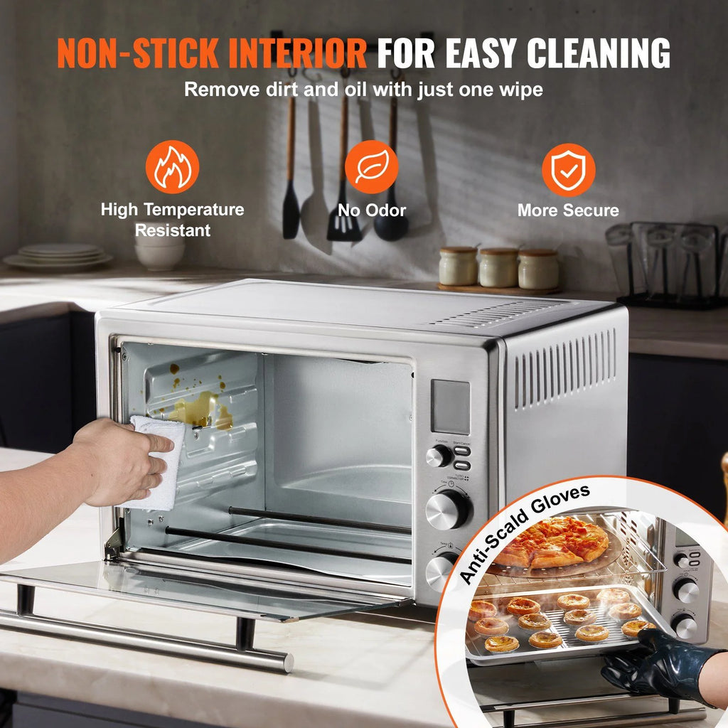 10-in-1 Countertop Convection Oven, 28L Toaster Oven with Air Fryer, 1800W Bake Rotisserie & Toast, Includes Pan & Rack