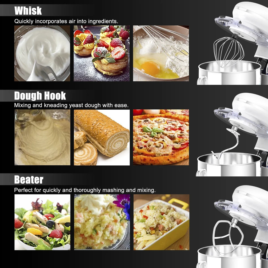 Costway 6.3 QT Tilt-Head Food Stand Mixer 6 Speed 660W wIth Dough Hook, Whisk & Beater Black