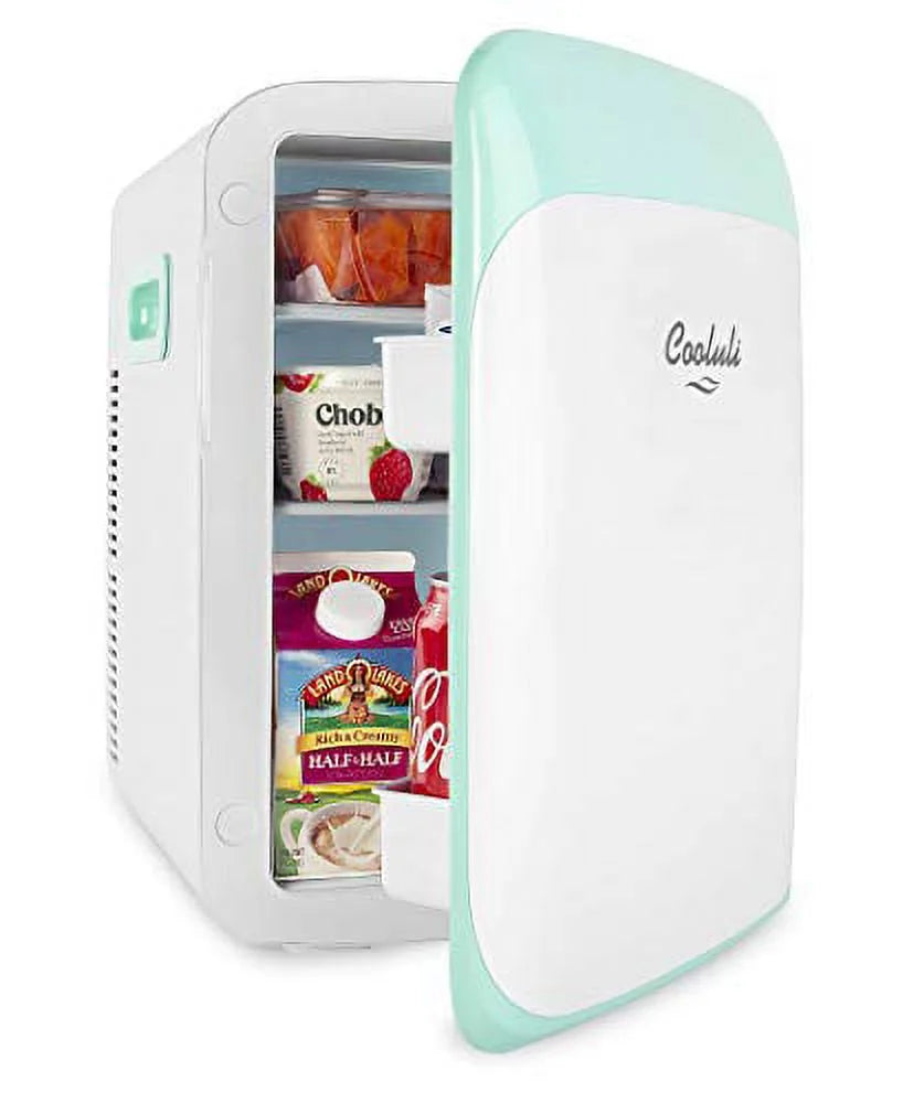 Cooluli Classic Turquoise 15 Liter Compact Portable Cooler Warmer Mini Fridge for Bedroom, Office, Dorm, Car - Great for Skincare & Cosmetics (110-240V/12V)
