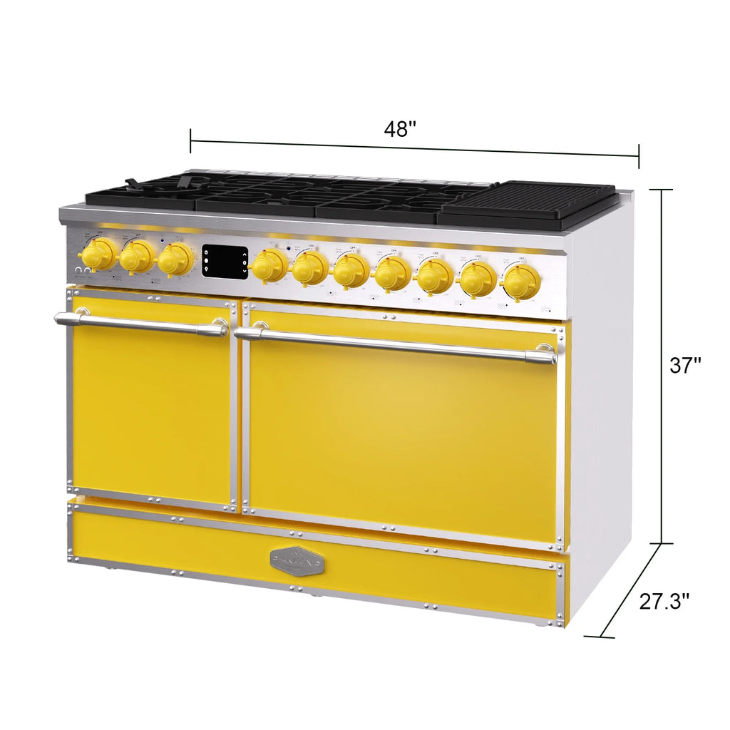 Akicon 48 Inch Freestanding Gas Range with 8 Sealed Burners Cooktop, 6.7 Cu.Ft. Dual Zone Capacity, Natural Gas/LP Convertible-BSGBGGA1