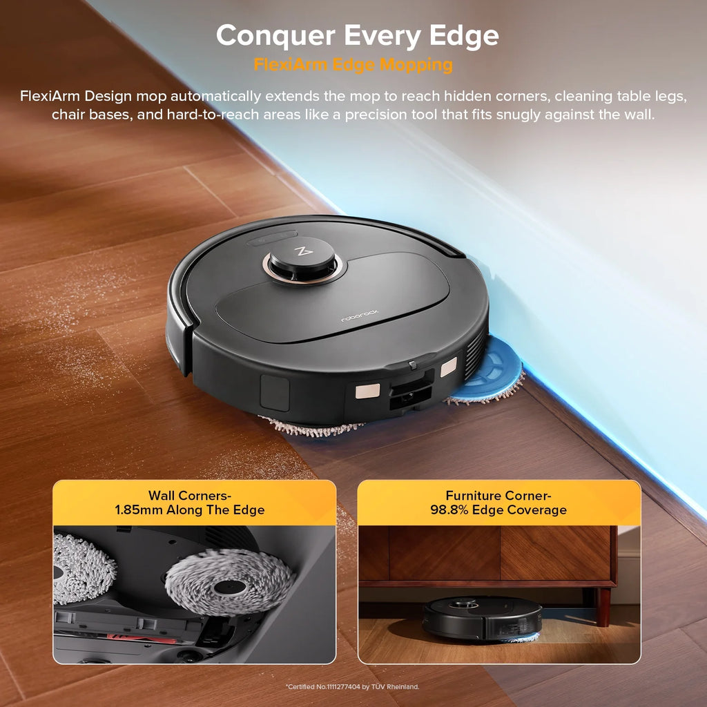 Roborock Qrevo S5V Robot Vacuum and Mop, 12000Pa Suction,  FlexiArm Edge Mopping, Auto Mop Washing&Drying, Self-Emptying, Dual Zero-Tangle System, Smart Obstacle Avoidance, 10mm Mop Lifting
