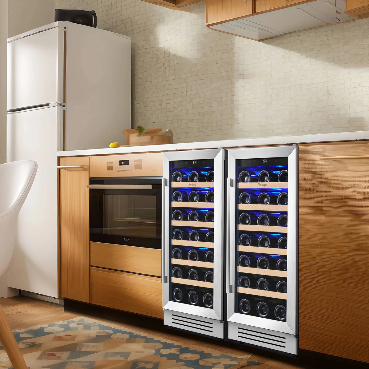 Yeego 30" Wine and Beverage Refrigerator,Two 15" Wine and Beverage Cooler Under Counter or Freestanding, Hold 33 Bottles and 80 Cans(Two Pack)