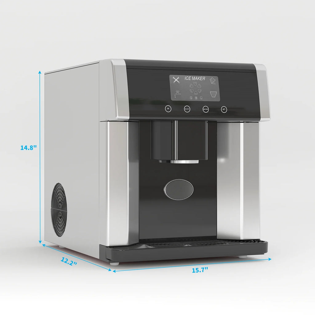 TABU 40Lbs/24H Countertop Ice Maker Machine,3 in 1 Ice Maker with Water Dispenser,Crushed Ice,Black