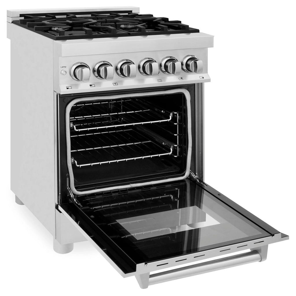 ZLINE 24 In. 2.8 Cu. Ft. Professional Dual Fuel Range In Stainless Steel With Brass Burners (RA-BR-24)