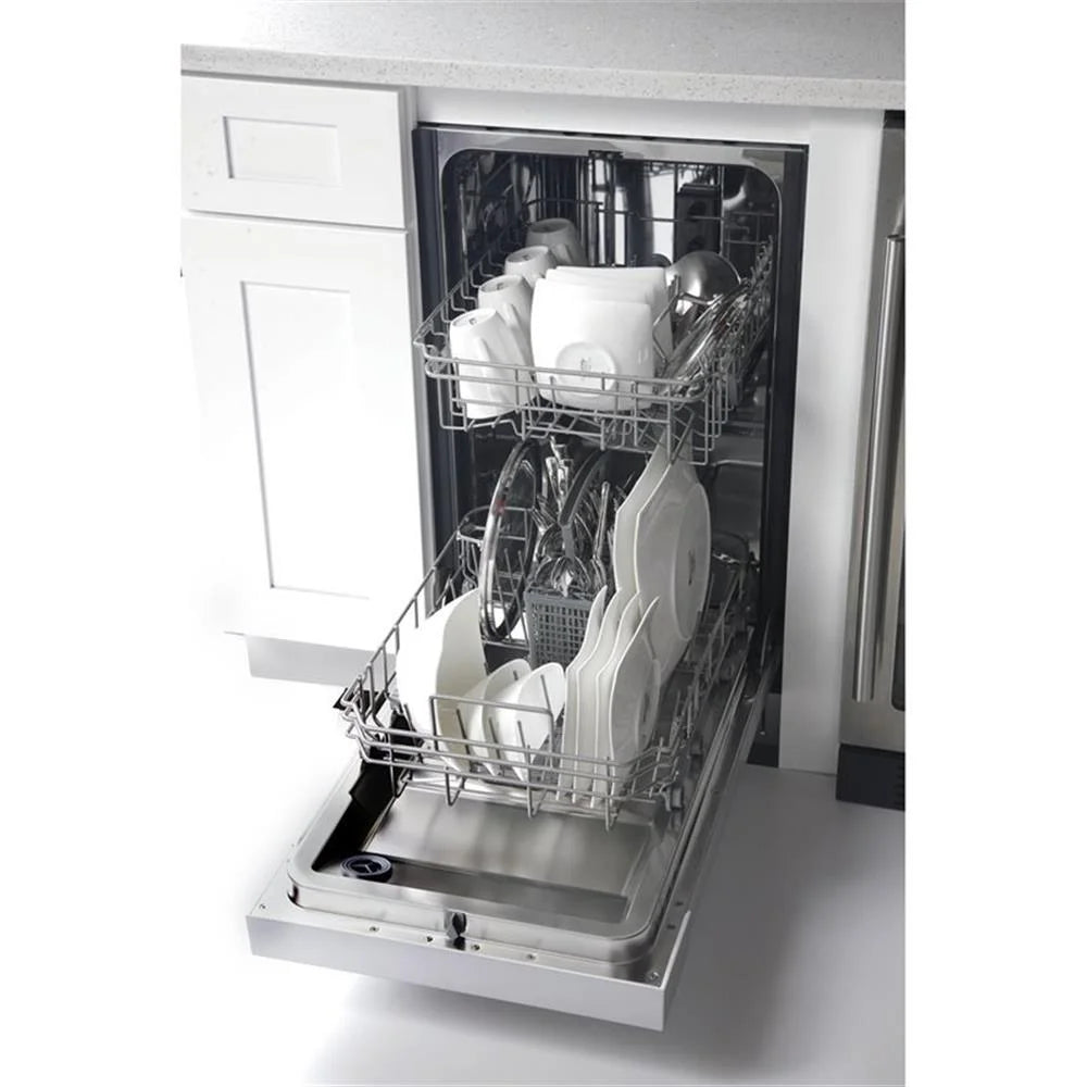 Pemberly Row 18" Stainless Steel Front Control Dishwashers in Silver