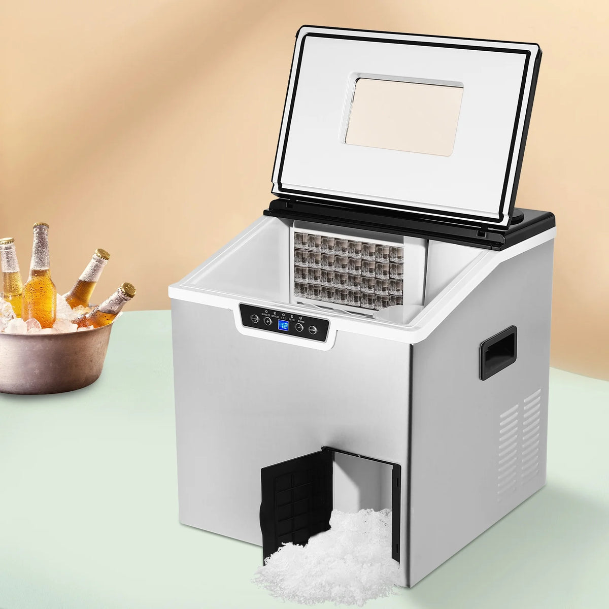 Corded Electric Ice Cube Maker, Tabletop Ice Maker, Crushed Ice and Ice Cube Maker ZBS-20 with LCD Display