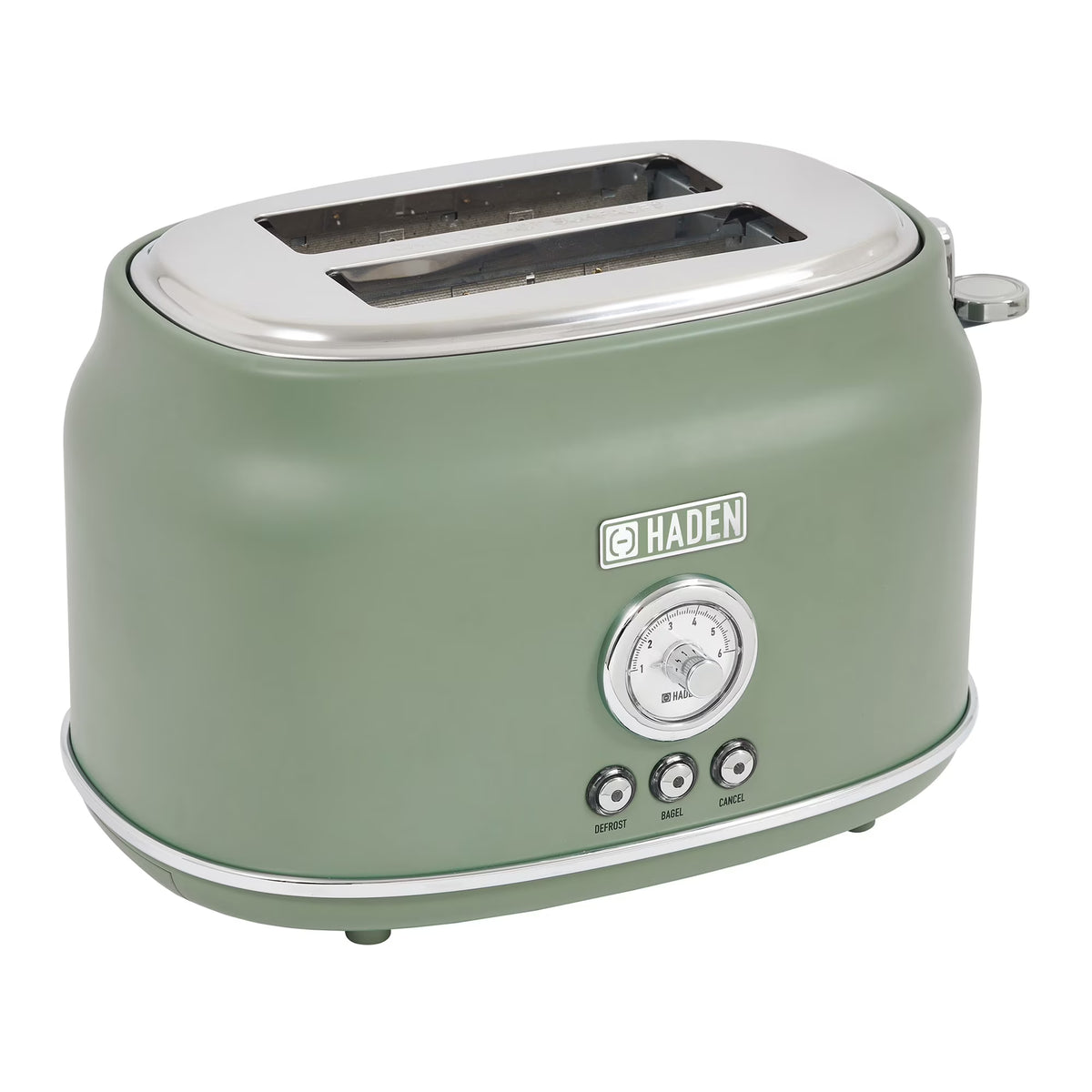Haden Dorset 2 Slice Wide Slot Stainless Steel Toaster, Cedar Green/Chrome