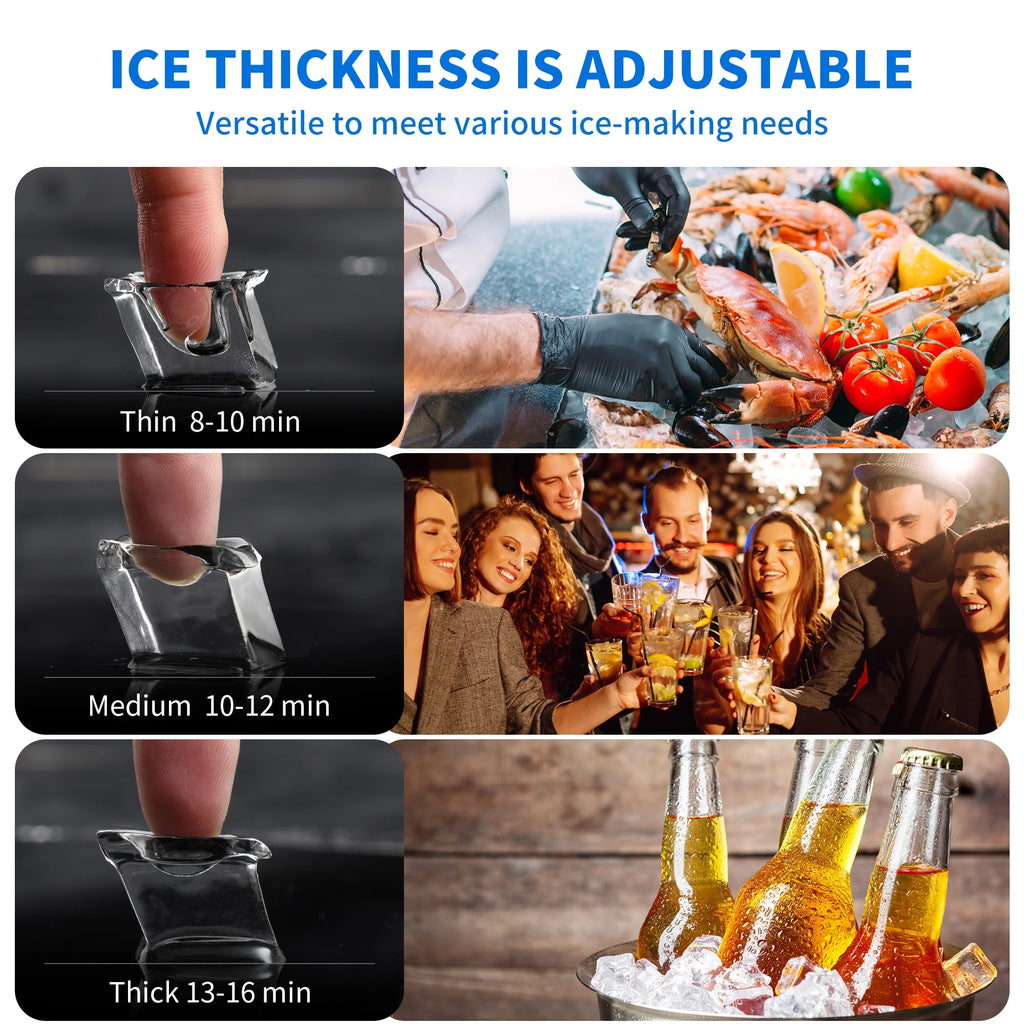 Dextrus 100LBS Capacity Freestanding Commercial Ice Maker, Stainless Steel