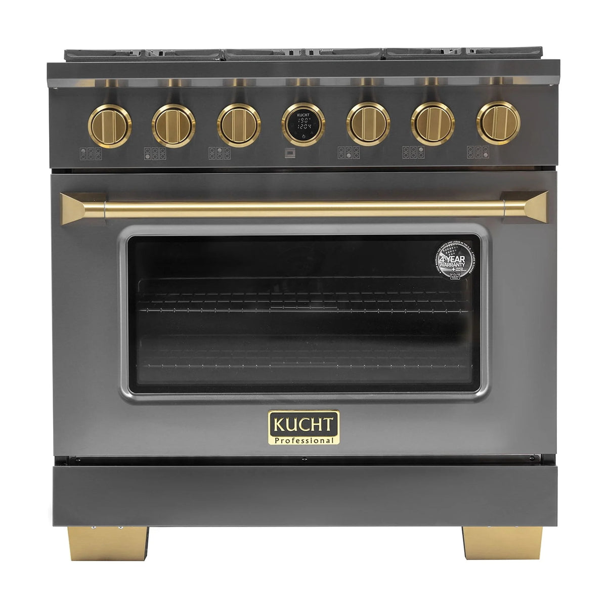 36 in. 5.2 cu. ft. Dual Fuel Range for Propane Gas in Titanium Stainless.