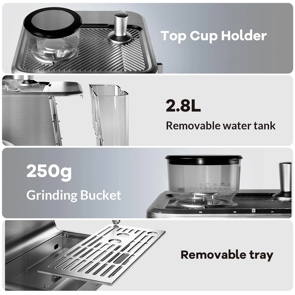 Espresso Machine with Built-in Grinder,Italian ULKA 15 Bar Espresso Machine - 85oz Water Tank, Dual PID Control, Milk Frother & Auto-Cleaning for Perfect Lattes and Cappuccinos