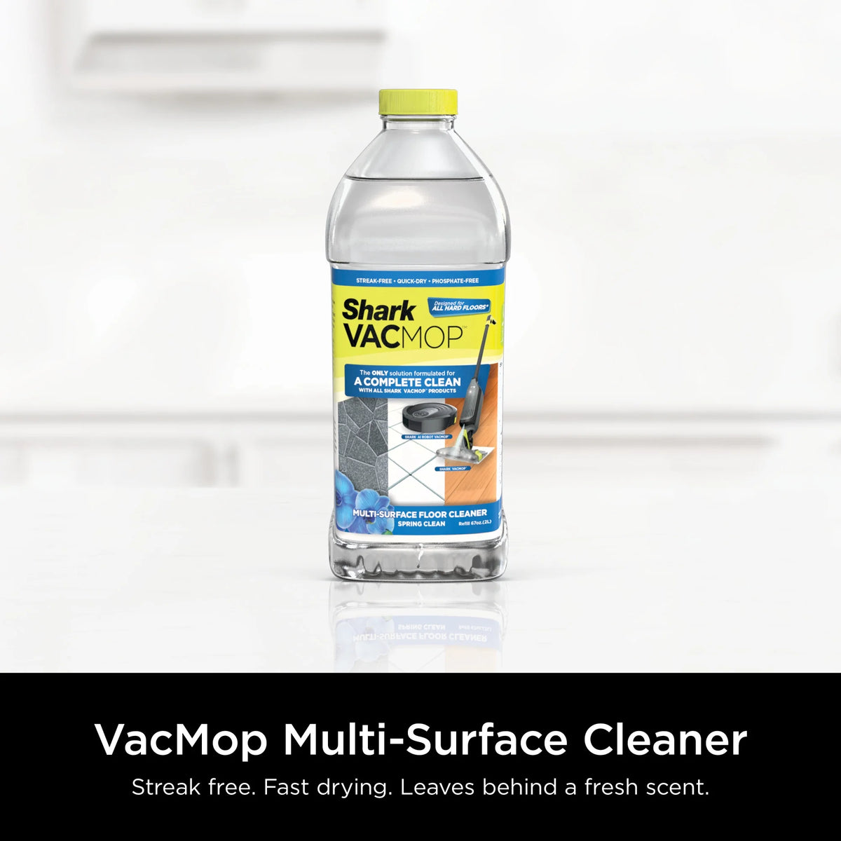 Shark VACMOP Cordless Hard Floor Cleaner, Vacuum and Spray Mop, Powerful Suction, Lightweight, LED Headlights, Includes 4 Disposable Pads, 12oz Multi-surface Cleaning Solution, Lime Green, VM252GN