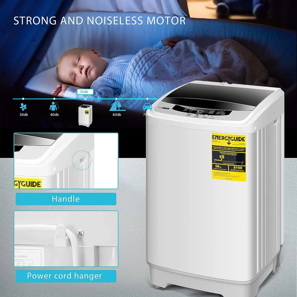 VIVOHOME Full-Automatic Washing Machine with Built in Drain Pump Spin Dryer, 1.32cu.ft 13 lbs Capacity