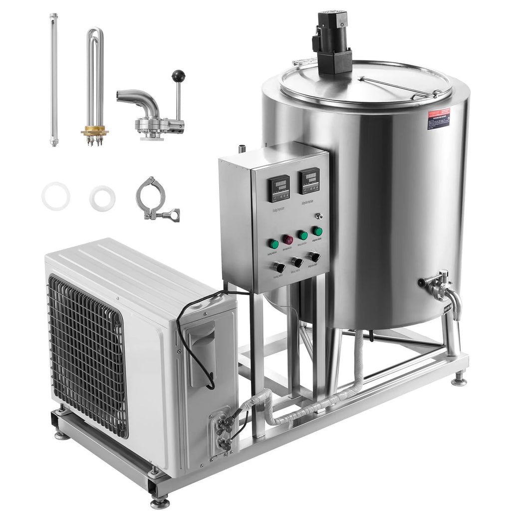KFFKFF 150L Commercial Milk Pasteurization Machine Automatic Pasteurizer Ice Cream Juice Beer Pasteurizer with Cooling and Warming Function Stainless Steel