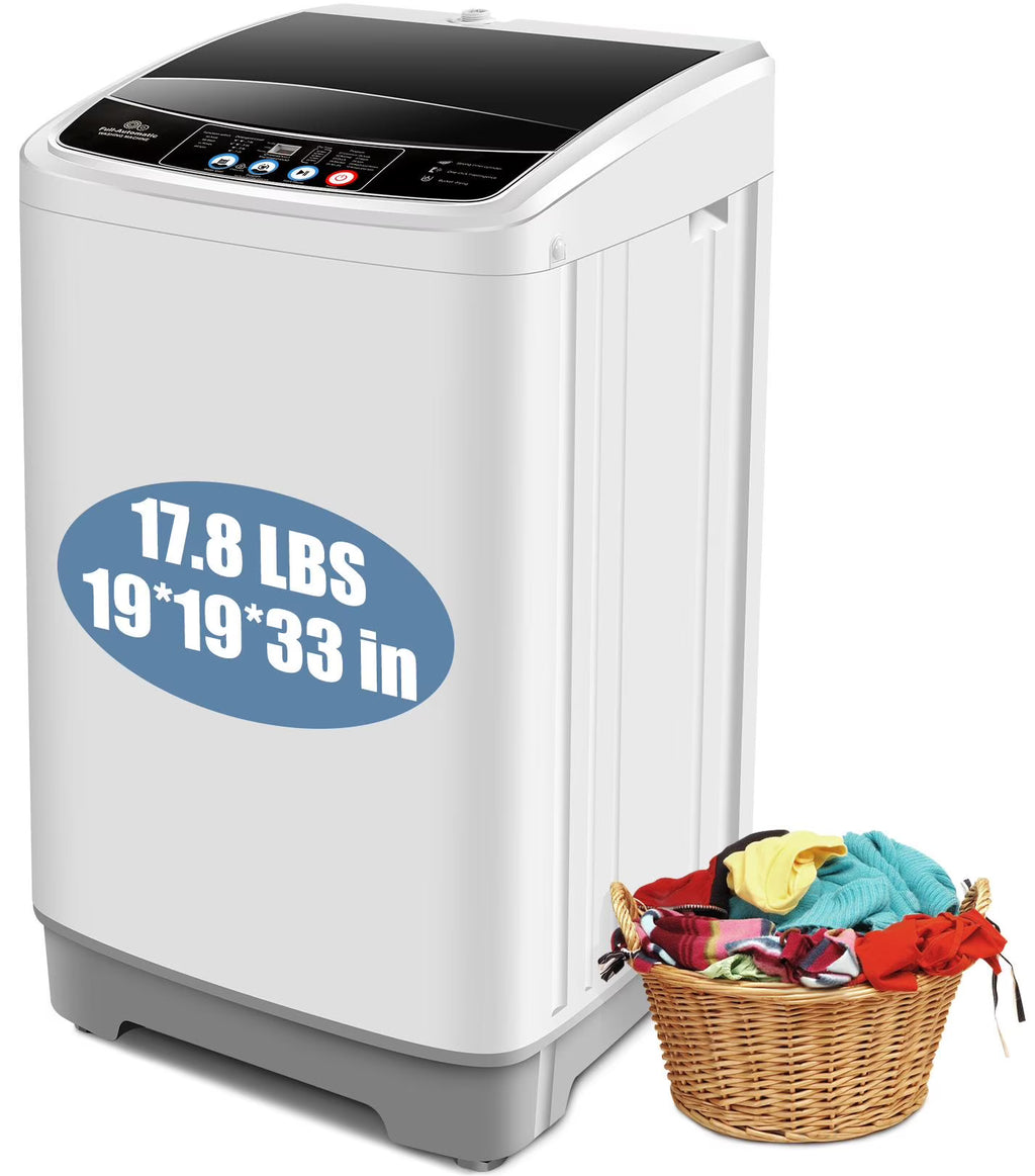 Veeboto Portable Washing Machine 15.6lbs Full-Automatic Washer, Compact Wash & Dry Combo with Drain Pump for Home, Dorms, Apart, White